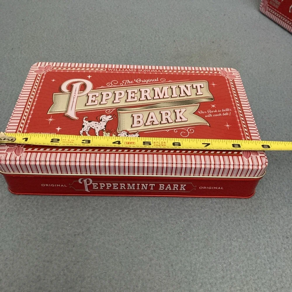 Williams Sonama Peppermint Bark 1 lb/16 oz Tins (Empty) from 2024 - Set of 2